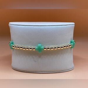 14K Gold Filled and Green Cross Beaded Bracelet; non tarnish, waterproof.